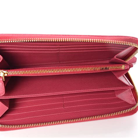 prada saffiano metal long zip around wallet